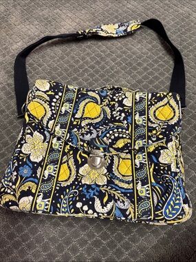 Vera Bradley Laptop Shoulder Bag Elephant  Quilted Paisley